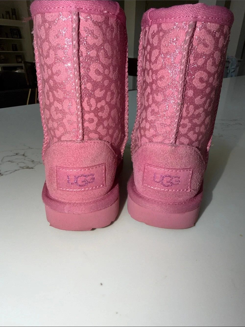 Ugg Kids Pink Sparkle Winter Boots - Cozy Slip-On Style